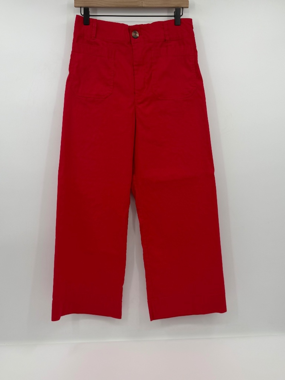 Maeve Anthropologie Pants Women 10 Red The Colette Stretch High Rise Wide Leg